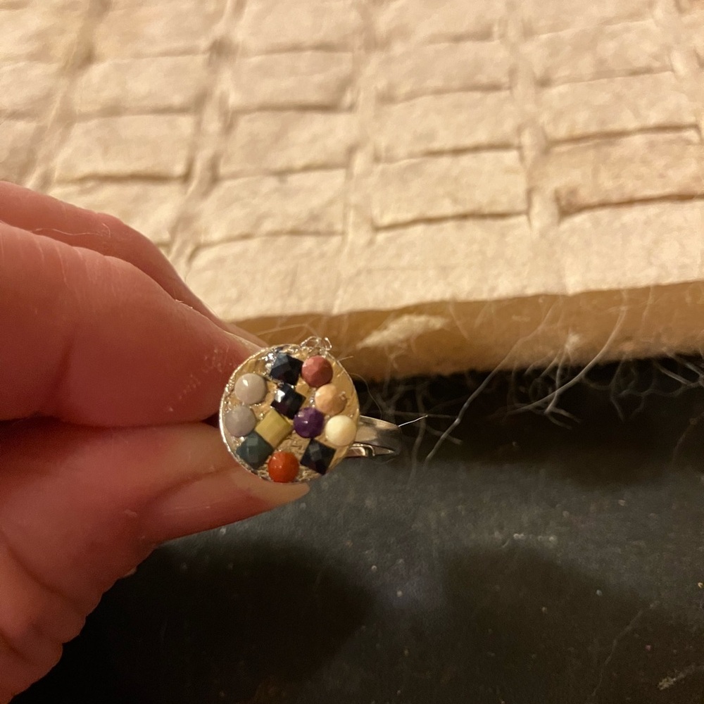 Colorful Mosaic Silver Ring